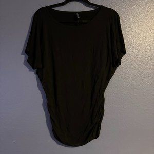 Black Ruched Tee Shirt Blouse